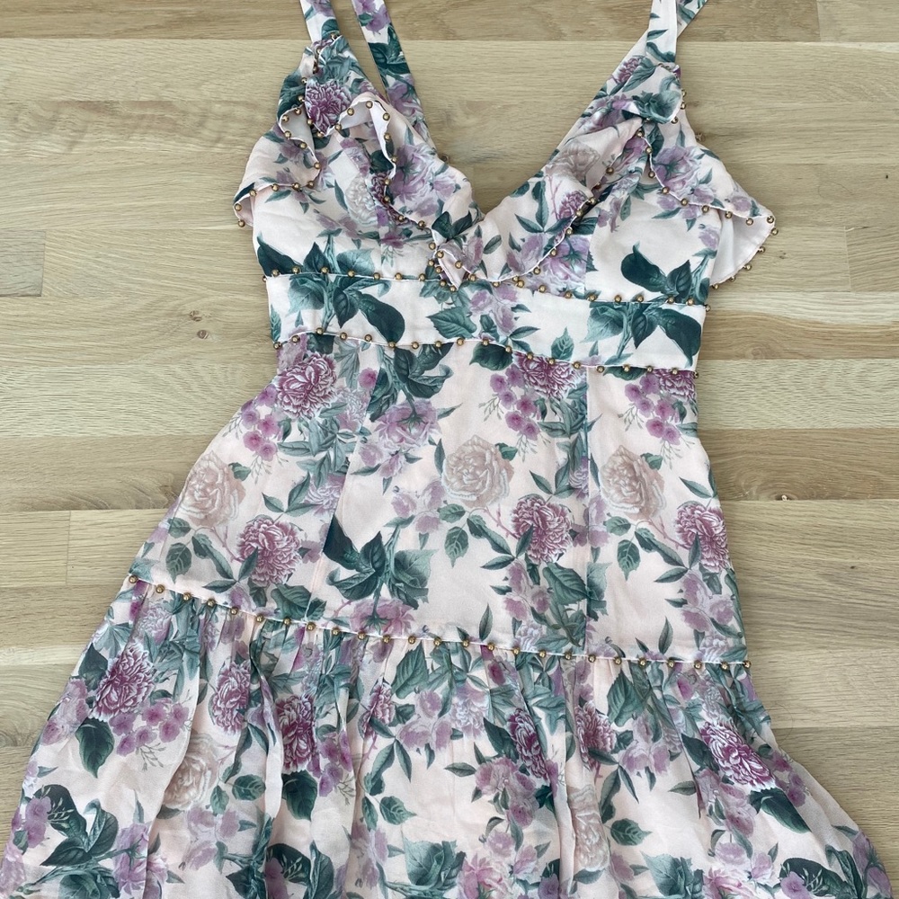 Talula Floral Mini Dress - Pink and Green